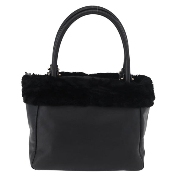 Salvatore Ferragamo Vala Hand Bag Leather Black Gold Auth ka4181A