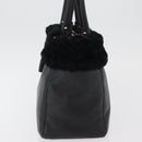 Salvatore Ferragamo Vala Hand Bag Leather Black Gold Auth ka4181A-3