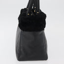 Salvatore Ferragamo Vala Hand Bag Leather Black Gold Auth ka4181A-4