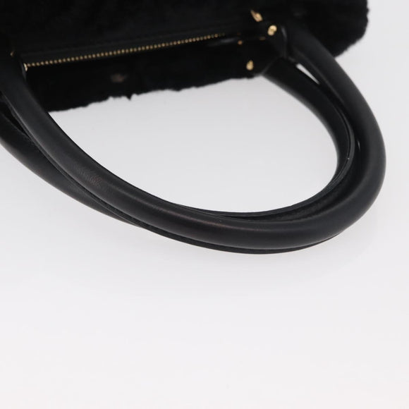 Salvatore Ferragamo Vala Hand Bag Leather Black Gold Auth ka4181A