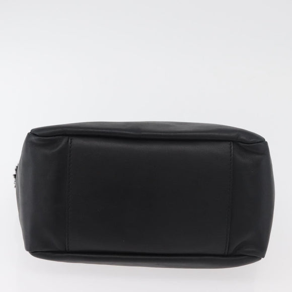 Salvatore Ferragamo Vala Hand Bag Leather Black Gold Auth ka4181A