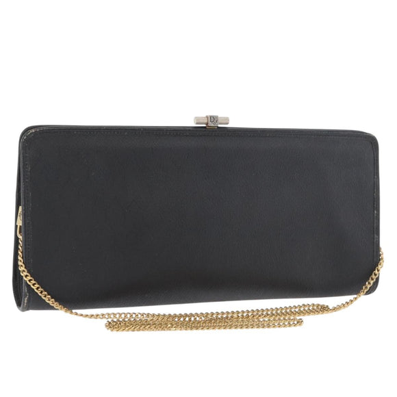 Christian Dior Honeycomb Canvas Shoulder Bag PVC Black Gold Auth ka4185