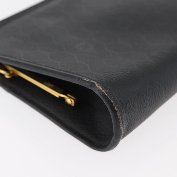 Christian Dior Honeycomb Canvas Shoulder Bag PVC Black Gold Auth ka4185