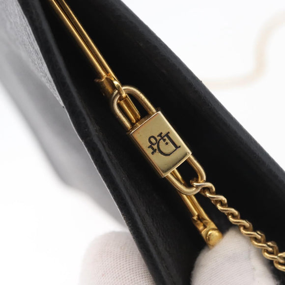 Christian Dior Honeycomb Canvas Shoulder Bag PVC Black Gold Auth ka4185