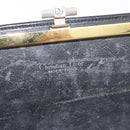Christian Dior Honeycomb Canvas Shoulder Bag PVC Black Gold Auth ka4185-11