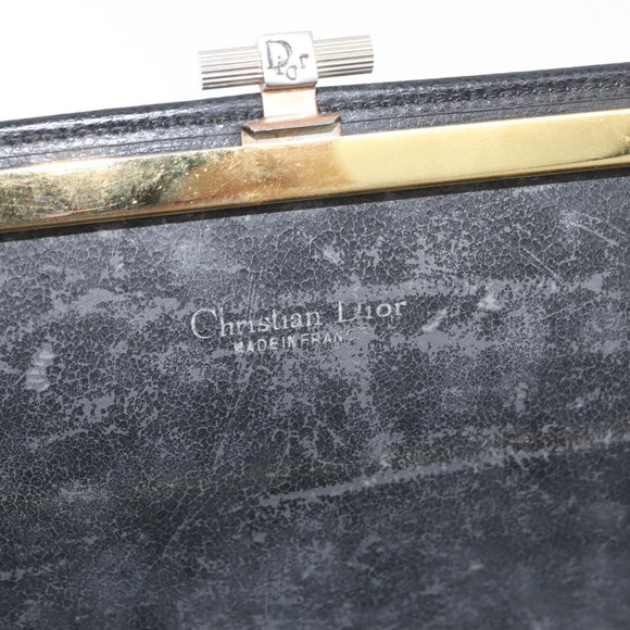 Christian Dior Honeycomb Canvas Shoulder Bag PVC Black Gold Auth ka4185
