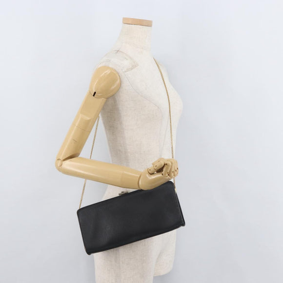Christian Dior Honeycomb Canvas Shoulder Bag PVC Black Gold Auth ka4185
