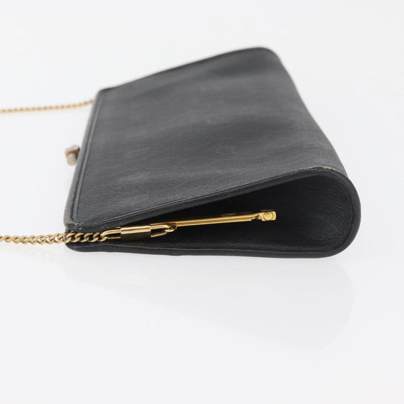 Christian Dior Honeycomb Canvas Shoulder Bag PVC Black Gold Auth ka4185