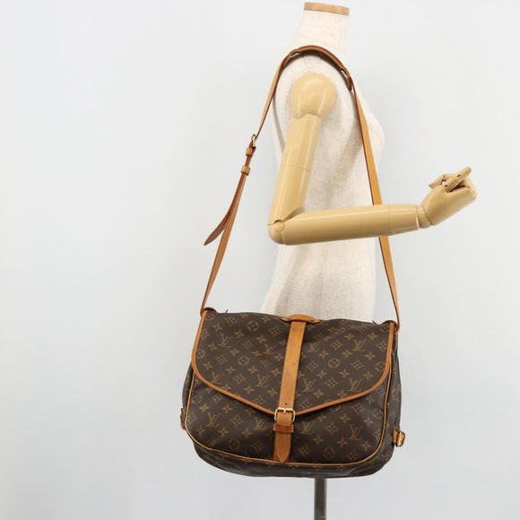 LOUIS VUITTON Monogram Saumur 35 Shoulder Bag M42254 LV Auth ka4186A