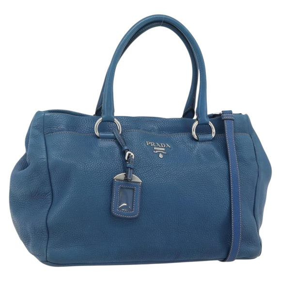 PRADA Hand Bag Vitterodino 2way Blue Silver Auth ka4188A