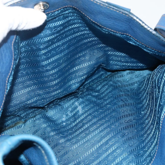 PRADA Hand Bag Vitterodino 2way Blue Silver Auth ka4188A