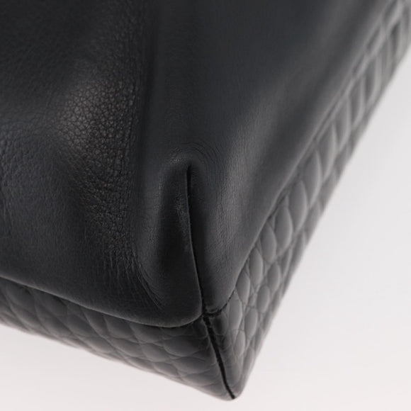 BALLY Chain Shoulder Bag Leather Black Gold Auth ka4189A