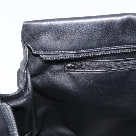 BALLY Chain Shoulder Bag Leather Black Gold Auth ka4189A