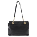 BALLY Chain Shoulder Bag Leather Black Gold Auth ka4189A-3