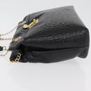 BALLY Chain Shoulder Bag Leather Black Gold Auth ka4189A-5