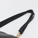 BALLY Chain Shoulder Bag Leather Black Gold Auth ka4189A-8