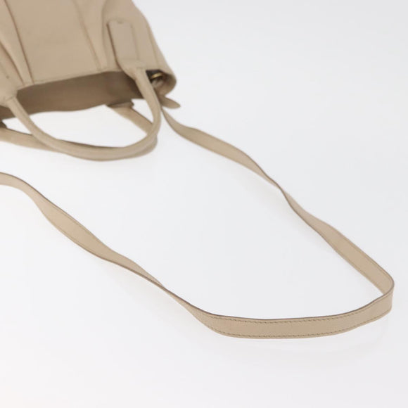 Salvatore Ferragamo Gancini Hand Bag Leather 2way Beige Gold Auth ka4190