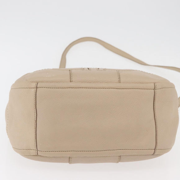 Salvatore Ferragamo Gancini Hand Bag Leather 2way Beige Gold Auth ka4190