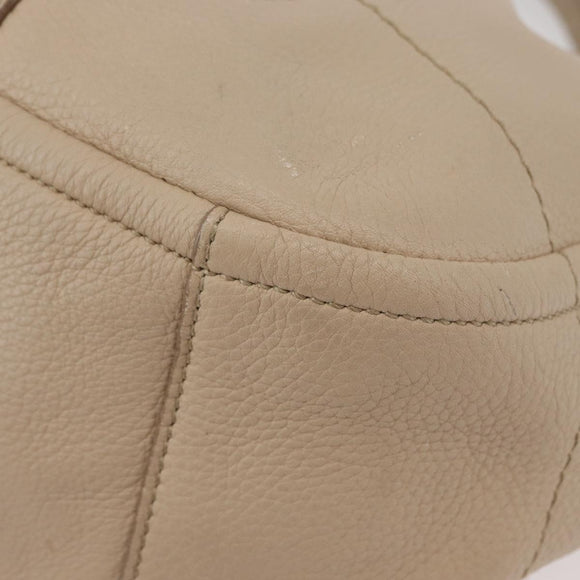 Salvatore Ferragamo Gancini Hand Bag Leather 2way Beige Gold Auth ka4190