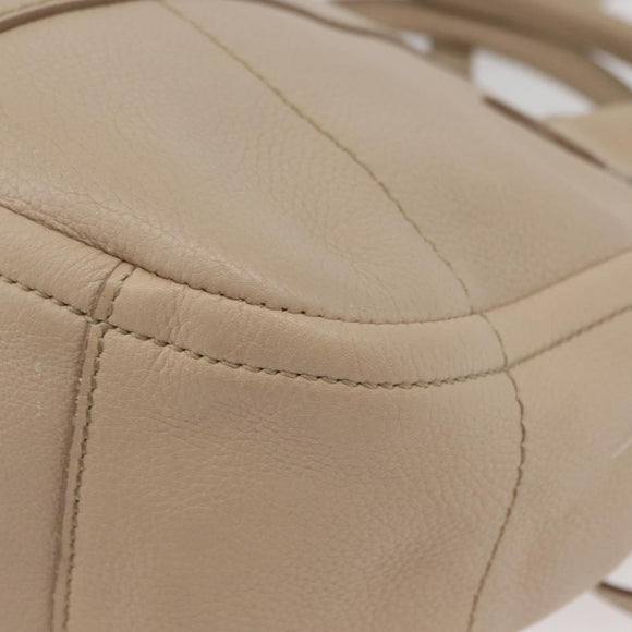 Salvatore Ferragamo Gancini Hand Bag Leather 2way Beige Gold Auth ka4190
