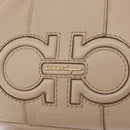 Salvatore Ferragamo Gancini Hand Bag Leather 2way Beige Gold Auth ka4190-17