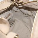 Salvatore Ferragamo Gancini Hand Bag Leather 2way Beige Gold Auth ka4190-21