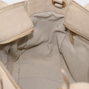 Salvatore Ferragamo Gancini Hand Bag Leather 2way Beige Gold Auth ka4190-22