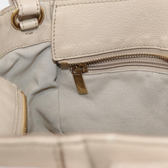 Salvatore Ferragamo Gancini Hand Bag Leather 2way Beige Gold Auth ka4190