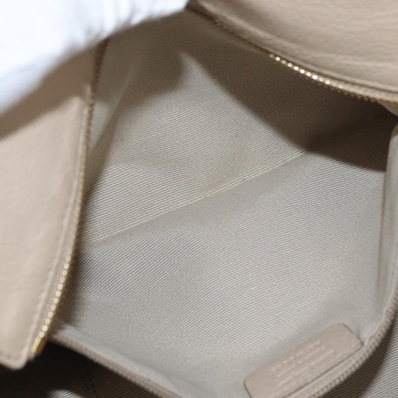 Salvatore Ferragamo Gancini Hand Bag Leather 2way Beige Gold Auth ka4190