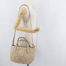 Salvatore Ferragamo Gancini Hand Bag Leather 2way Beige Gold Auth ka4190-26
