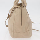Salvatore Ferragamo Gancini Hand Bag Leather 2way Beige Gold Auth ka4190-4