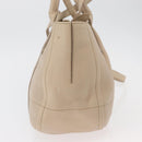 Salvatore Ferragamo Gancini Hand Bag Leather 2way Beige Gold Auth ka4190-5