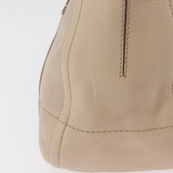Salvatore Ferragamo Gancini Hand Bag Leather 2way Beige Gold Auth ka4190