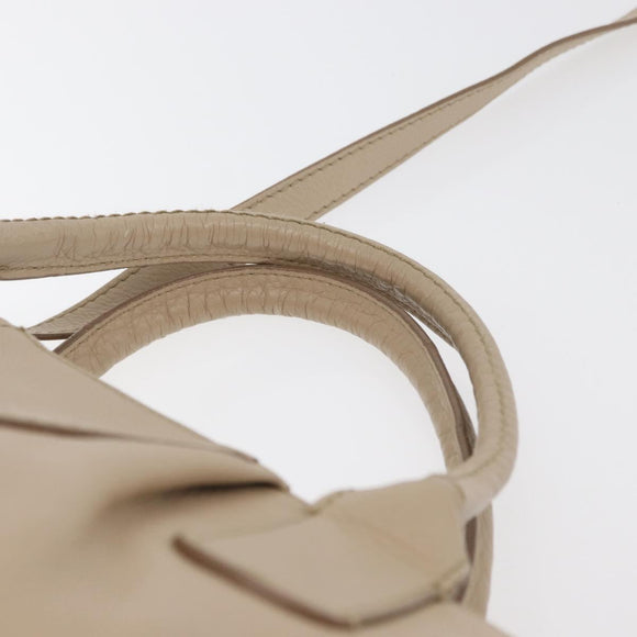 Salvatore Ferragamo Gancini Hand Bag Leather 2way Beige Gold Auth ka4190