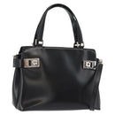 Salvatore Ferragamo Gancini Hand Bag Leather 2way Black Silver Auth ka4192-1