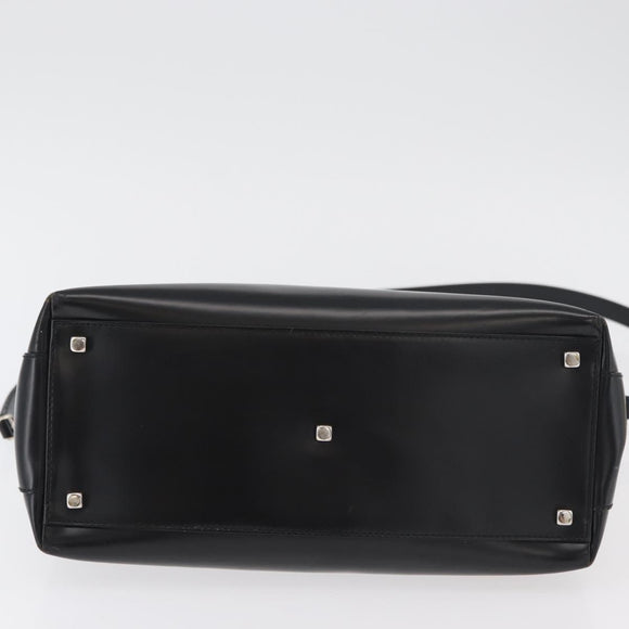 Salvatore Ferragamo Gancini Hand Bag Leather 2way Black Silver Auth ka4192