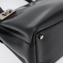 Salvatore Ferragamo Gancini Hand Bag Leather 2way Black Silver Auth ka4192-9