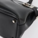 Salvatore Ferragamo Gancini Hand Bag Leather 2way Black Silver Auth ka4192-16