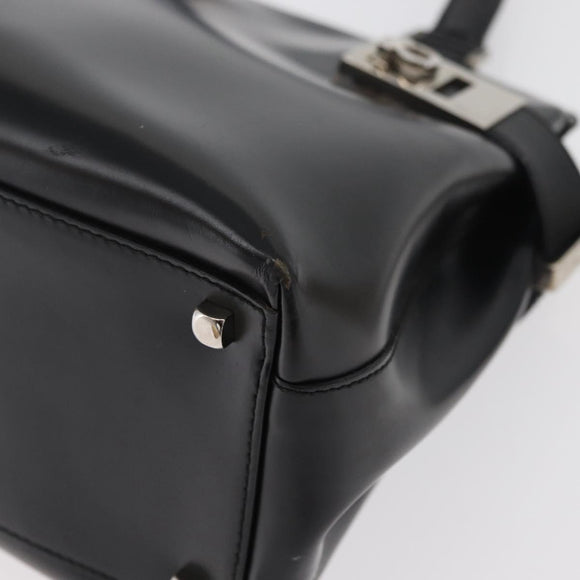 Salvatore Ferragamo Gancini Hand Bag Leather 2way Black Silver Auth ka4192