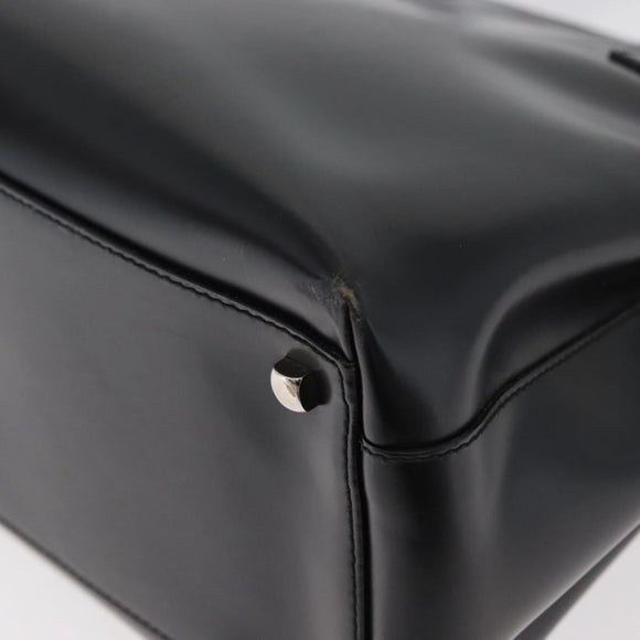 Salvatore Ferragamo Gancini Hand Bag Leather 2way Black Silver Auth ka4192