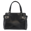 Salvatore Ferragamo Gancini Hand Bag Leather 2way Black Silver Auth ka4192-13