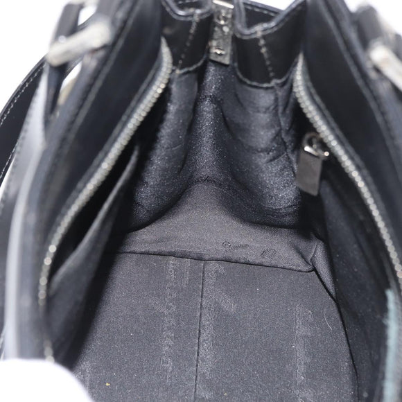 Salvatore Ferragamo Gancini Hand Bag Leather 2way Black Silver Auth ka4192