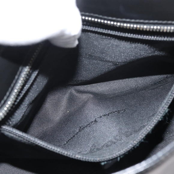 Salvatore Ferragamo Gancini Hand Bag Leather 2way Black Silver Auth ka4192