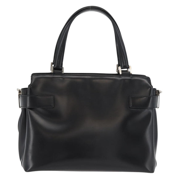 Salvatore Ferragamo Gancini Hand Bag Leather 2way Black Silver Auth ka4192