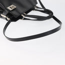 Salvatore Ferragamo Gancini Hand Bag Leather 2way Black Silver Auth ka4192-8