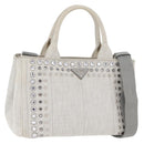 PRADA Canapa PM Hand Bag Canvas 2way Gray Silver Auth ka4194A-1