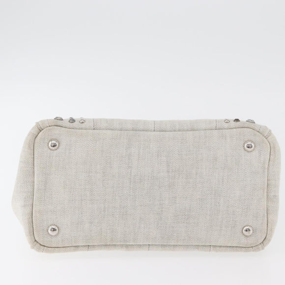 PRADA Canapa PM Hand Bag Canvas 2way Gray Silver Auth ka4194A