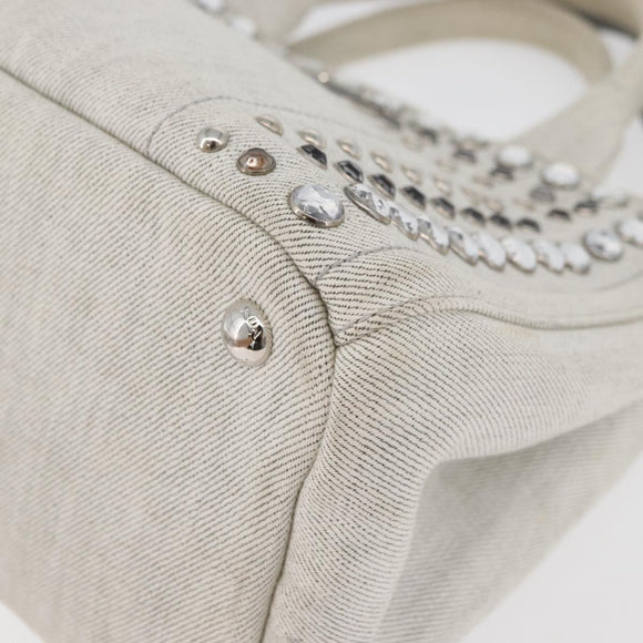 PRADA Canapa PM Hand Bag Canvas 2way Gray Silver Auth ka4194A