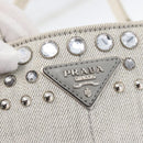 PRADA Canapa PM Hand Bag Canvas 2way Gray Silver Auth ka4194A-16