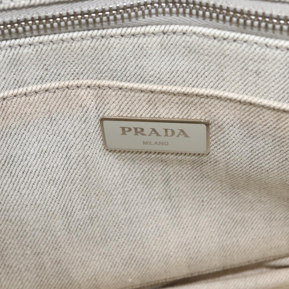 PRADA Canapa PM Hand Bag Canvas 2way Gray Silver Auth ka4194A